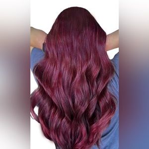 Burgundy I tip hair extensions